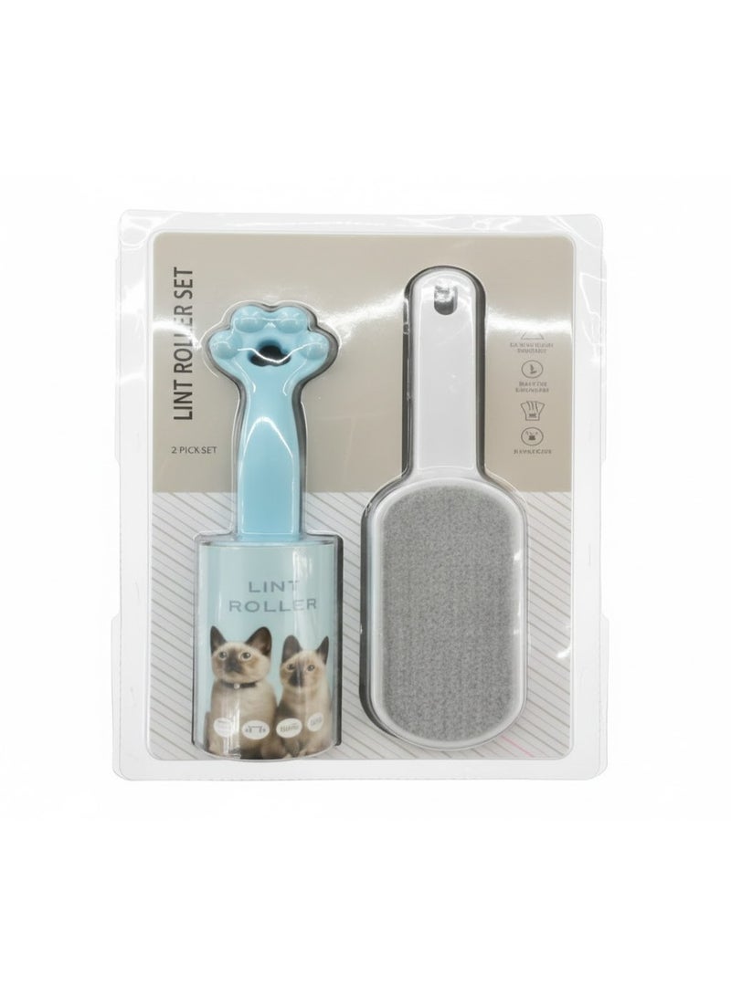 مجموعة أسطوانات إزالة الوبر من شعر الحيوانات الأليفة، طقم عناية بالشعر والملابس مكون من قطعتين مع فرشاة قابلة لإعادة الاستخدام - Image 2